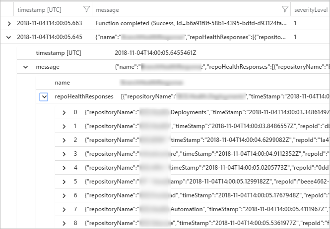 Logs in the Application Insights