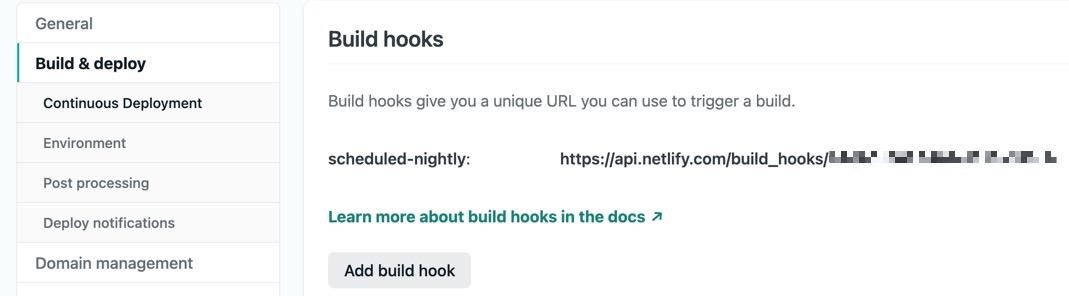 URL of the build hook