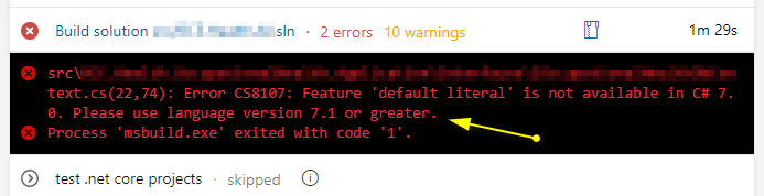 Error in Azure DevOps logs