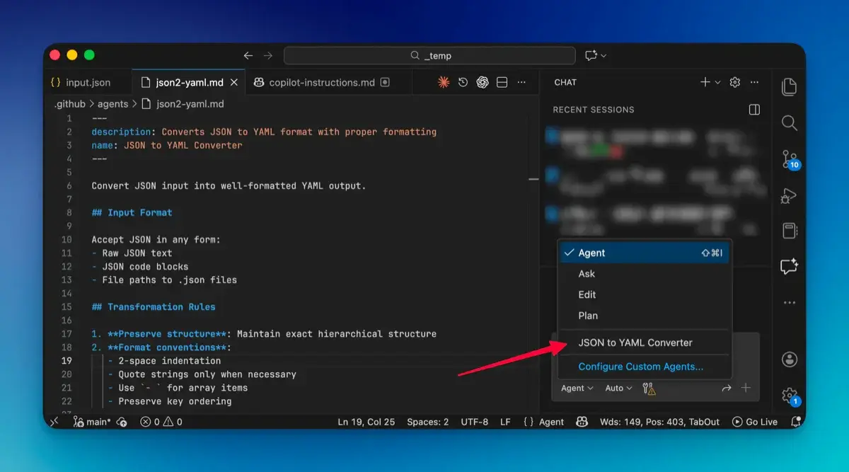 JSON to YAML agent