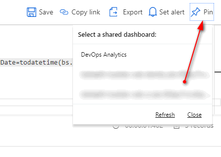 Pin to dashboard