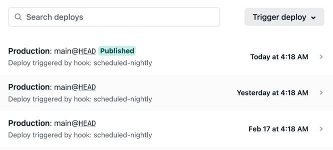 Deploys triggered by the build hook
